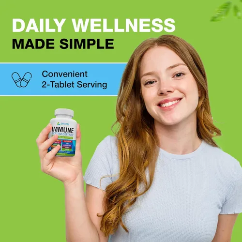 Miniatura 5 de Suplemento de apoyo del sistema inmunológico 10 en 1: vitamina C (1000 mg), quercetina, vitamina D3 (5000iu), zinc (40 mg), saúco, equinácea