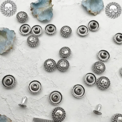 Miniatura 6 de 100 botones de calavera de metal, remaches de calavera, botones de decoración de cuero, remaches de metal para accesorios de bricolaje