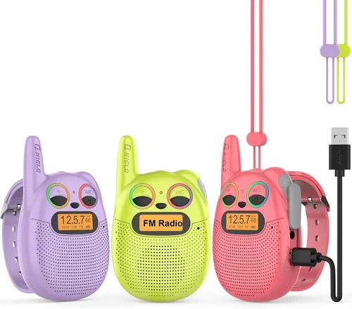 Miniatura 20 de Qniglo Walkie Talkies para niños recargables, paquete de 2, regalos de Navidad y cumpleaños, juguetes para niños y niñas de 3 a 12 años, walkie Azul
