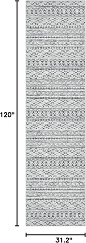 Miniatura 2 de KUTA Alfombras Boho para pasillos de 2.6x10 pies, alfombra de pasillo marroquí lavable, antideslizante, vintage, gris, alfombras de cocina, ultra