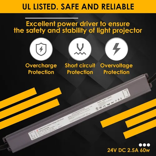 Miniatura 7 de UL enumeró 24v 60w impermeable LED fuente de alimentación de luz clase 2 100-277v CA a CC para módulos de tira de luz LED