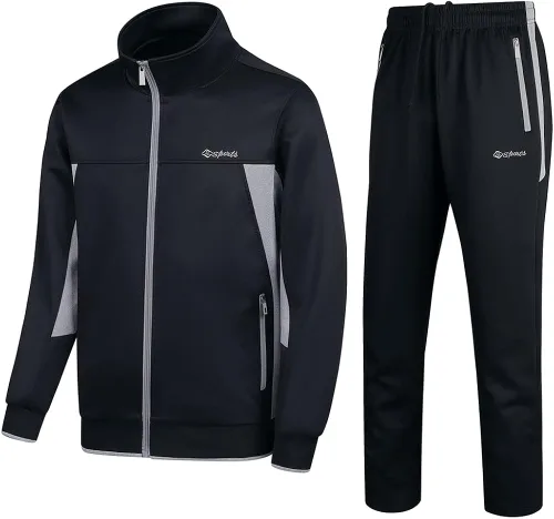 PUMPITU Conjunto deportivo casual de manga larga para hombre, sudadera con cremallera completa, chaqueta y pantalones para correr, trajes de 2 piezas