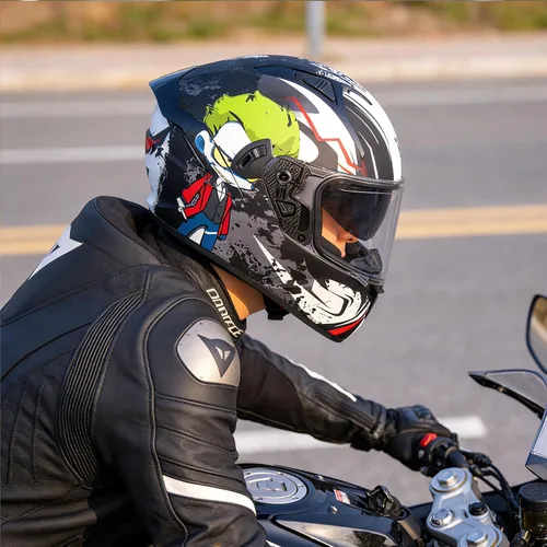 Miniatura 2 de VCOROS Casco integral de doble visera para motocicleta para adultos, Casco de moto de calle y carrera X9 aprobado por DOT con visera negra