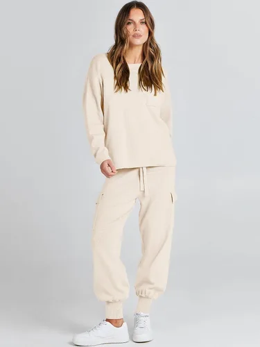 Miniatura 7 de Caracilia Conjunto de dos piezas para mujer, suéter de punto de manga larga y pantalones deportivos tipo cargo