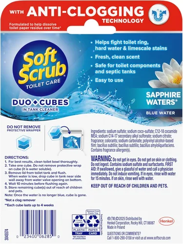 Miniatura 3 de Soft Scrub DuoCubes Limpiador de inodoro en tanque, 2 unidades, aguas de zafiro (paquete de 7)