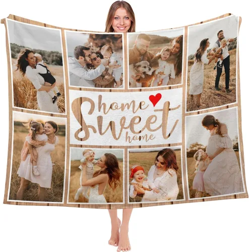 Miniatura 18 de Mantas personalizadas con fotos, mantas de cumpleaños personalizadas, regalos para adultos, niños, niñas, manta de collage de fotos personalizada