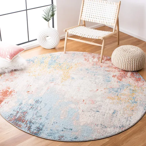 Miniatura 12 de SAFAVIEH Tulum Collection - Alfombra decorativa de 2 x 5 pies, color gris y azul, diseño abstracto moderno, no desprende pelusa y fácil de limpiar