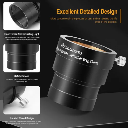 Miniatura 2 de Astromania Tubo de extensión adaptador de telescopio para ocular de 2 pulgadas, accesorios de telescopio de metal, tubo de extensión ocular