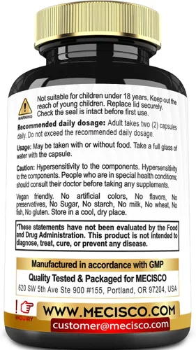 Miniatura 8 de Mecisco Suplemento de bergamota cítrica 11 en 1 de 1000 mg con chokeberry negro, berberina HCl y más – 90 cápsulas – Apoya la salud del corazón