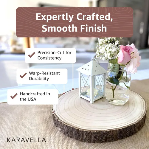 Miniatura 2 de KARAVELLA Rebanadas de madera grandes para centros de mesa, centros de mesa de madera para mesas, centro de mesa de boda rústico, losas de madera