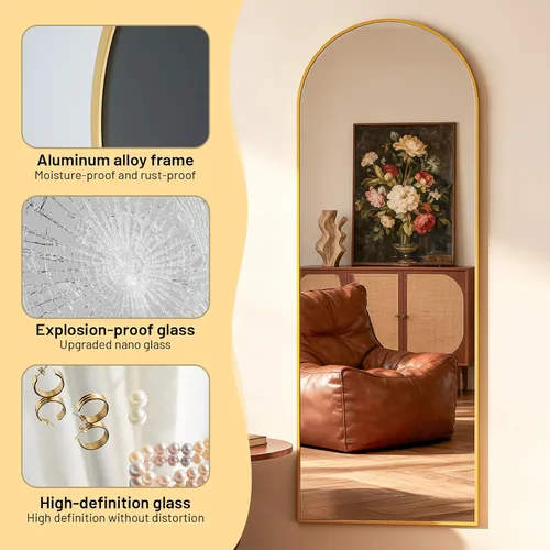 Miniatura 4 de Simple Deluxe Espejo arqueado de longitud completa, espejos grandes de piso de 71 x 26 pulgadas, para pared, puerta, dormitorio, baño, sala de estar