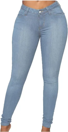 Pantalones de mezclilla ajustados de cintura alta de corte grande, pantalones de mezclilla ajustados para mujer, pantalones de mezclilla con