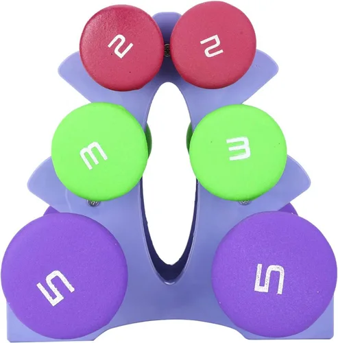 Miniatura 4 de Juego de pesas de mano para fitness, 6 piezas, 2 libras, 3 libras, 5 libras, equipo de culturismo para mujeres, ejercicio, pesas de gimnasio
