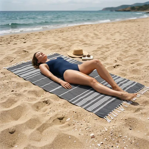 Miniatura 3 de EPHESUS TOWELS Toalla de playa turca de gran tamaño de 38 x 70 pulgadas, diseño sultán, toalla turca para playa, baño, piscina, gimnasio, yoga