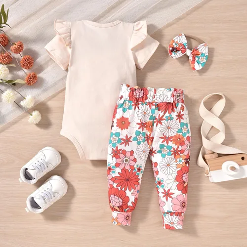 Miniatura 91 de fioukiay Conjunto de ropa de verano para bebés y niñas recién nacidas prematuros, mameluco, pantalones, diadema, conjunto de ropa para el verano