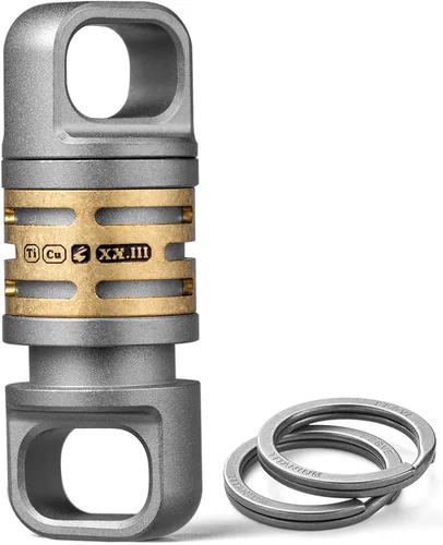Llavero de liberación rápida FEGVE con 2/28mm anillos de llavero de titanio, llavero giratorio resistente para llaves de casa y coche - (Capacidad