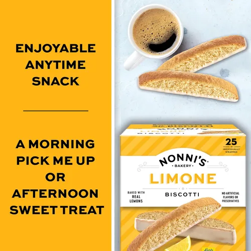 Miniatura 4 de Nonni's Limone Galletas de Biscotti de Limón con Glaseado – Aperitivo Italiano para la Hora del Té envuelto individualmente, crujiente horneado dos