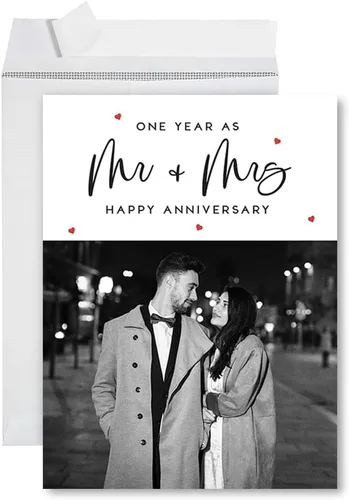 Miniatura 19 de Andaz Press Tarjeta fotográfica personalizada de 8.5 x 11 pulgadas con sobre, tarjeta de aniversario personalizada para marido, esposa, él, ella