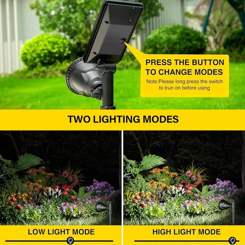 Miniatura 6 de ROSHWEY Focos solares para exteriores, focos de 600 lúmenes, impermeables, iluminación exterior de inundación para entrada, patio, jardín, paisaje