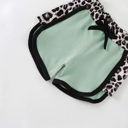 Miniatura 61 de Ropa de verano para niña, camiseta de manga corta para bebé, pantalones cortos, estampado de leopardo, camuflaje, de 18 meses a 6 años