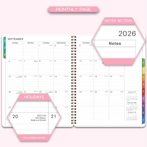 Miniatura 4 de Agenda 2026 – enero 2026 – diciembre 2026, 8 x 10 pulgadas, planificador 2026 semanal y mensual con pestañas, planificadores 2026, encuadernación
