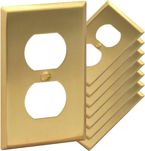 Miniatura 22 de Rio Salto BRASS - Cubierta de pared de metal dúplex dorada, cubierta de interruptor de luz, placa de pared para receptáculo dúplex individual, 1