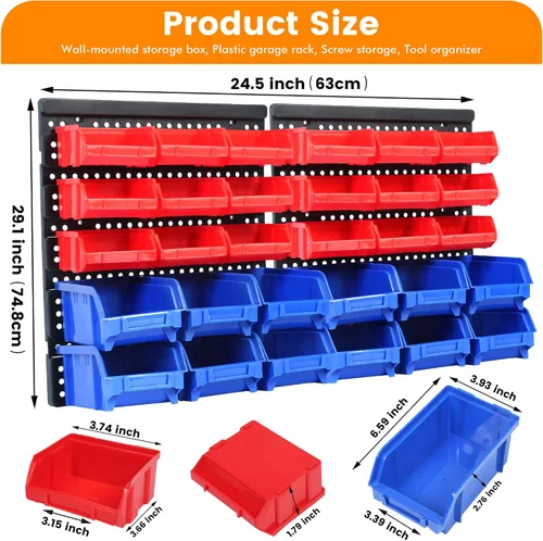 Miniatura 2 de Maxworks 80694 30-Bin Soporte de almacenamiento para pared para Tuercas, Pernos, tornillos, clavos, abalorios, Botones, otras pequeñas partes