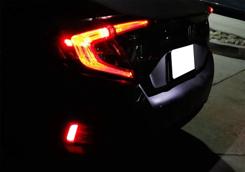 Miniatura 7 de iJDMTOY Luces LED de reflector para parachoques de lente roja 54-SMD Compatible con Honda Civic Sedán/Coupé 2016-2021, función como luces de cola
