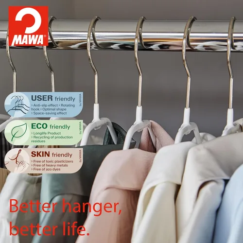 Miniatura 5 de Mawa by Reston Lloyd Silhouette - Percha de camisa antideslizante que ahorra espacio, estilo 42 pies, paquete de 180, color blanco