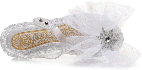 Miniatura 3 de OMGard Zapatos de gelatina para niñas, sandalias de cumpleaños de princesa de reina de la nieve para niñas pequeñas, sandalias azules con purpurina