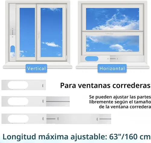 Miniatura 4 de LEZIFU Kit de aire acondicionado portátil con manguera, sello de ventana ajustable con manguera de 5.9 pulgadas de diámetro y 59 pulgadas