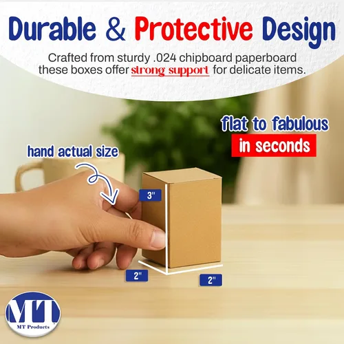 Miniatura 2 de MT Products Tuck Top - Caja de regalo pequeña de cartón kraft de 2 x 2 x 3 pulgadas, cajas de regalo con tapas, paquete de 30