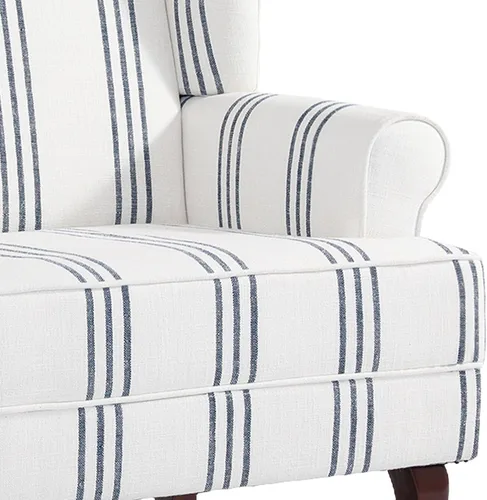 Miniatura 7 de Silla decorativa de respaldo alto, sillón tapizado en tela con patas de madera maciza, sillón retro, cómodo sofá individual, asiento de lectura