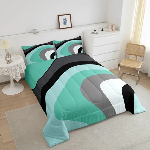 Miniatura 3 de Juego de edredón de remolinos azul real, negro y gris, juego de ropa de cama moderno con diseño de remolinos para niños, adolescentes, niños