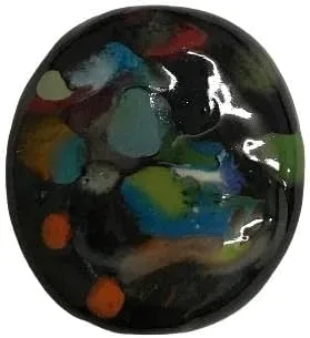 Miniatura 4 de Collar de Abaloryo de Efecto Multicolor en Negro de Piedra Cerámica Joyería Única