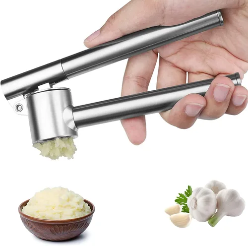 Miniatura 8 de Prensa de ajos, picadora y trituradora de ajos, juego de prensa de ajo de acero inoxidable para cocina con cepillo y pelador, cocina para ajo