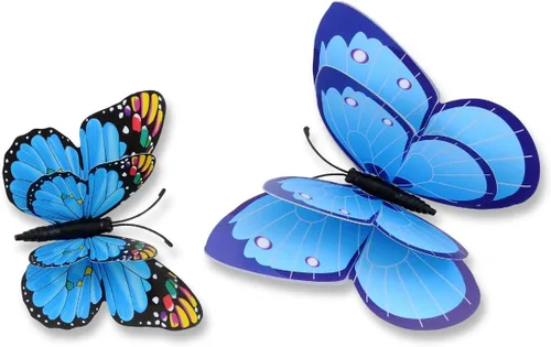 Miniatura 3 de Paquete mixto de 12 pegatinas de mariposas 3D en rosa para pared, decoración artística (2 azules)