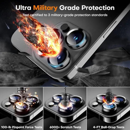 Miniatura 3 de Protector de lente de cámara para iPhone 17 Pro Max/17 Pro/16 Pro Max/16 Pro/15 Pro Max/15 Pro/14 Pro Max/14 Pro, cubierta individual de cámara