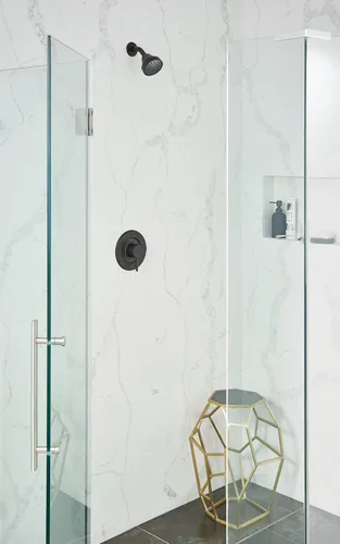 Miniatura 3 de Moen Align Negro Mate Posi-Temp Kit de Moldura de Ducha Moderna con Balance de Presión, Válvula Requerida, T2192BL Mate negro