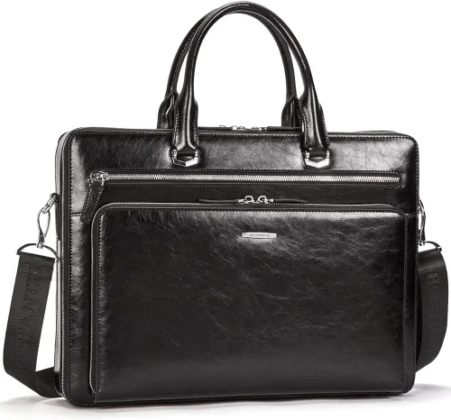 BOSTANTEN Maletines para Hombre Bolsa de Mensajero de Cuero Genuino para Laptop de 15.6 Pulgadas, Maletín de Oficina, Trabajo, para Negocios, Viaje