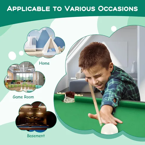 Miniatura 9 de Costzon Mesa de billar plegable de 47 pulgadas, mesa de juego de billar incluye bolas, tacos, triángulo, tiza, cepillo para niños, mesa de juego