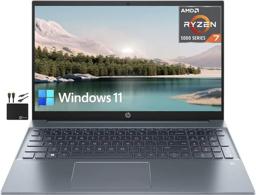 HP 2022 - Laptop Pavilion IPS FHD 1080P de 15.6 pulgadas, AMD Ryzen 7-5700U de 8 núcleos (hasta 4.3 GHz, Beat i7-1180G7), 64 GB de RAM, SSD NVMe de