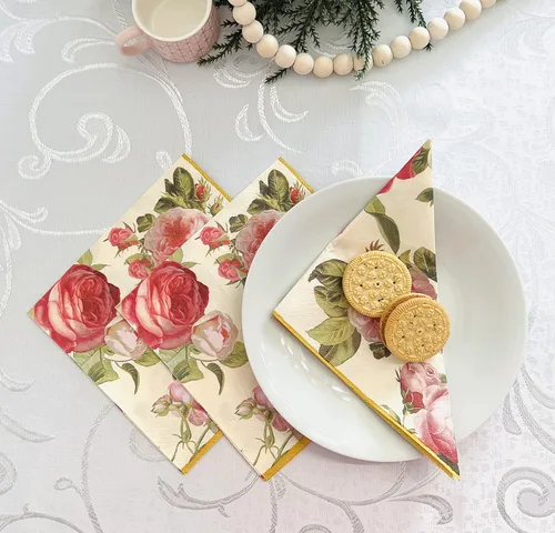 Miniatura 6 de AM Décor - 20 servilletas de papel suaves de 3 capas de papel de seda decoupage -13 x 13 pulgadas (desplegadas) (Rosalia, 13 x 13 pulgadas