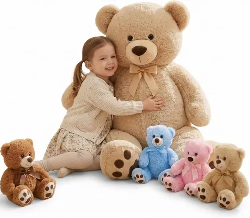 Miniatura 12 de MaoGoLan - Oso de peluche gigante de 52.0 pulgadas, peluche grande color canela con lindo moño y huellas, peluche suave de oso con moño para regalar
