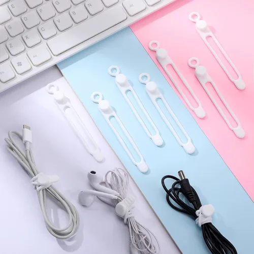 Miniatura 2 de Nuanchu 40 bridas de silicona reutilizables, correas ajustables, organizador de cables de carga multiusos para sujetar cables de carga