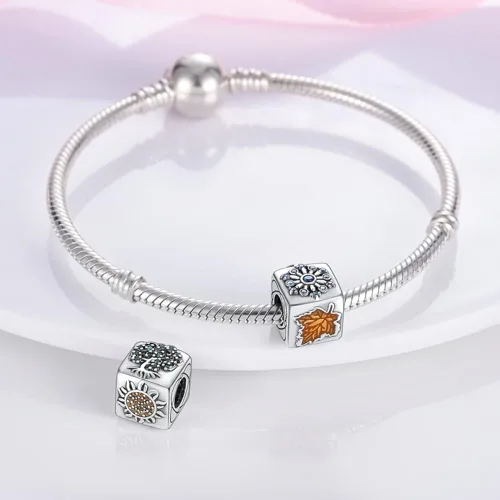 Miniatura 14 de Pandach Dijes colgantes de plata de ley 925 para pulseras y collares, dijes colgantes de Madonna con cuentas de girasol, joyería para mujer