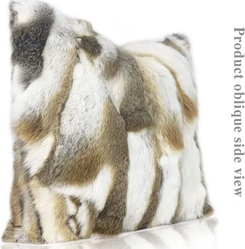 Miniatura 5 de Fundas de almohada de piel natural auténtica, almohadas suaves y peludas, funda de almohada de piel de conejo real, acogedora funda de cojín de piel