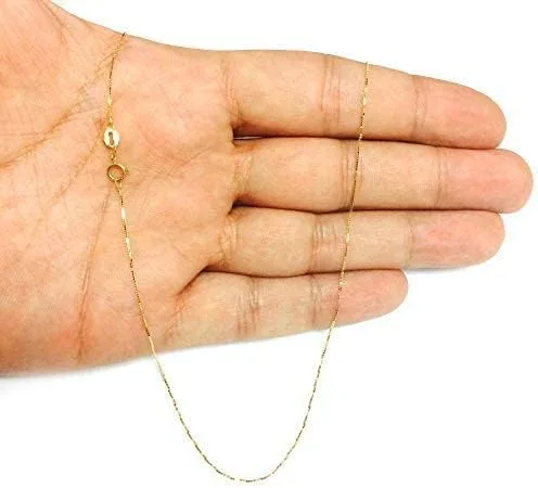 Miniatura 5 de Jewelry Affairs Collar de Cadena de Caja con Espejo de Oro Sólido de 10 K, 0,6 mm