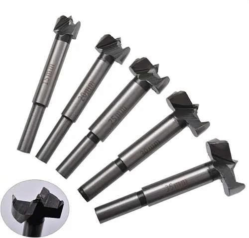 Miniatura 6 de BestAlice Juego de 5 brocas Forstner, 15, 20, 25, 30, 1.378 in, juego de brocas para carpintería, juego de brocas de ala plana, broca de acero