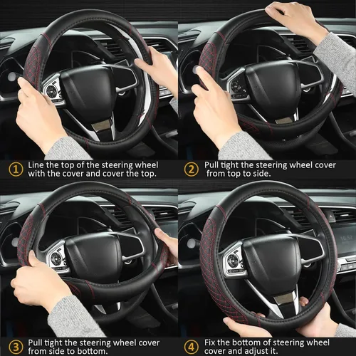 Miniatura 7 de West Llama - Funda personalizada para volante de automóvil para Nissan (Negro-Tamaño estándar)